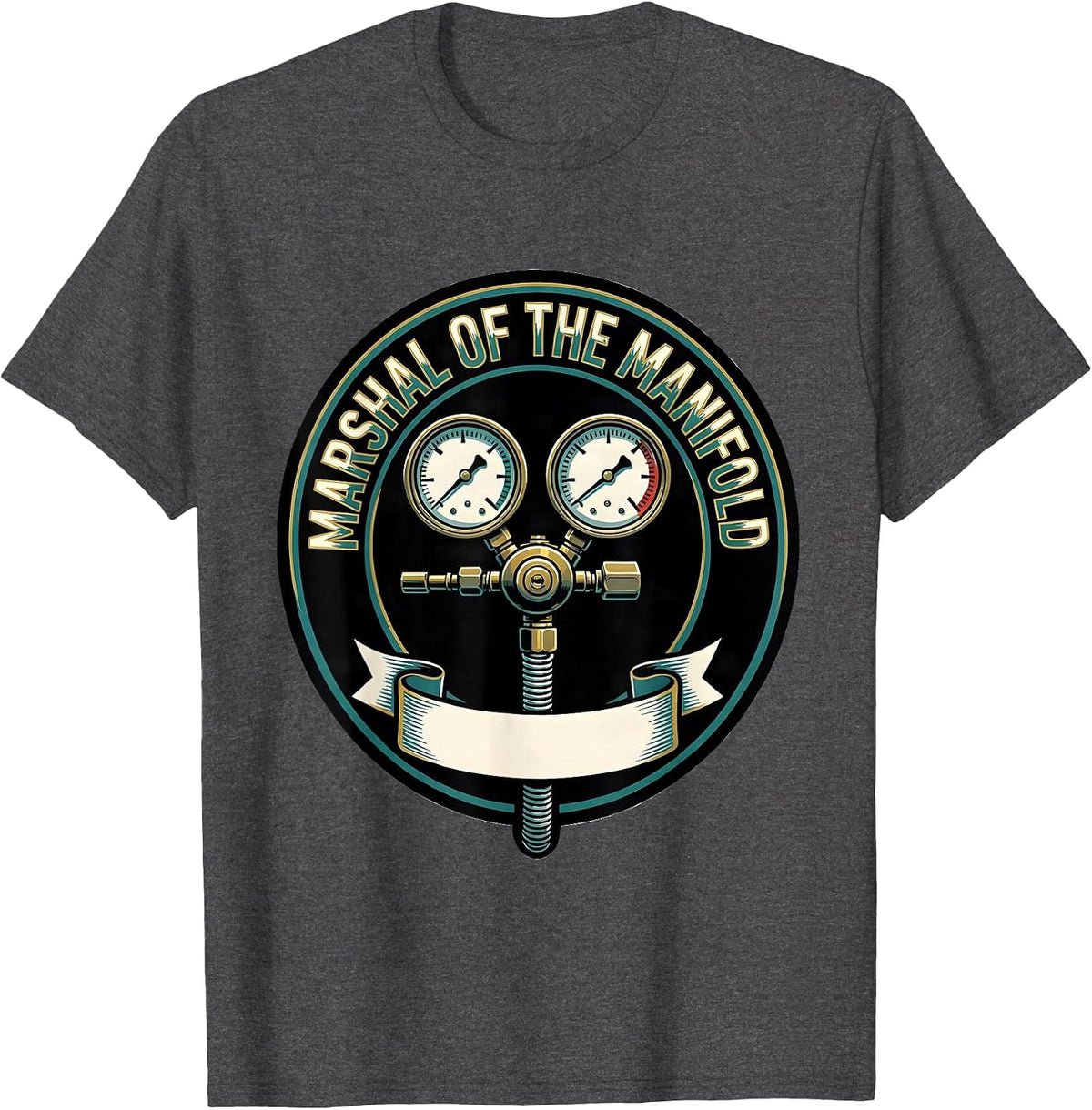 Marshal Of The Manifold Sign Painter HVAC Tech Maintenance T-Shirt - Dark Heather Grey