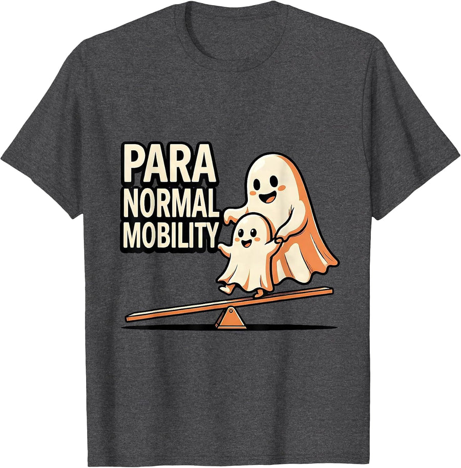 Men's Para Normal Mobility Funny Ghost Paraprofessional Halloween T-Shirt - Dark Heather Grey