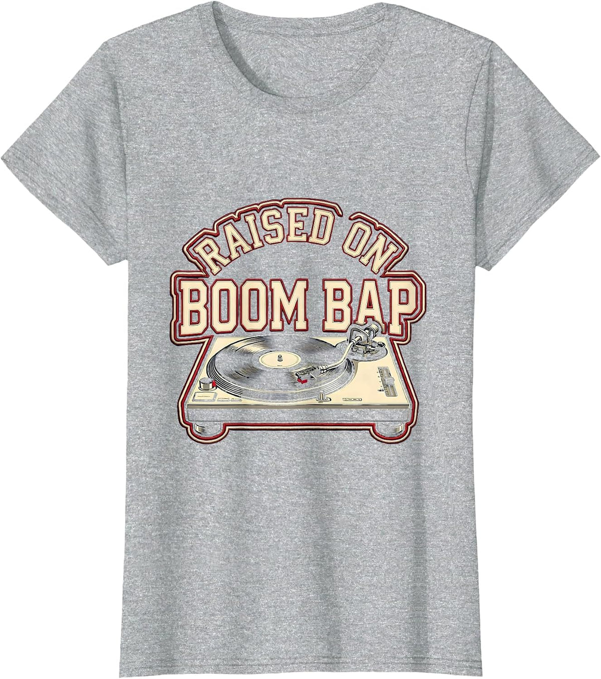 Raised On Boom Bap Vintage Hip Hop Retro Rap Music Fan T-Shirt - Heather Grey