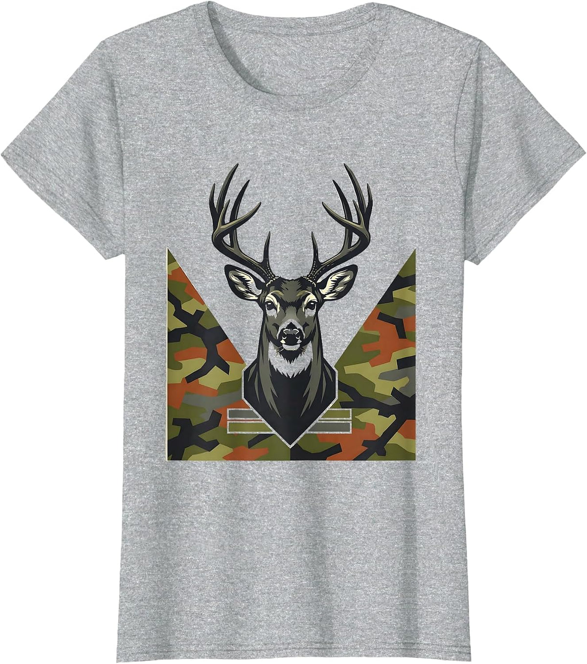 Alert Whitetail Buck Camo Hunting Dad Humor T-Shirt - Heather Grey