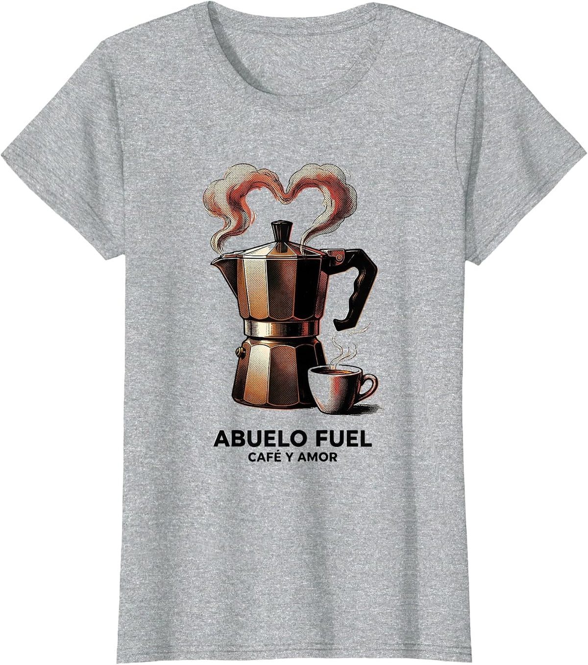 Abuelo Fuel Cafe y Amor Grandpa Design T-Shirt - Heather Grey