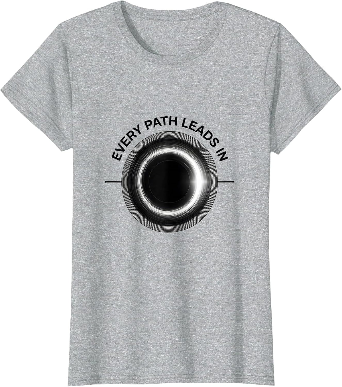 Every Path Leads In Minimalist Black Hole Physics T-Shirt - Heather Grey