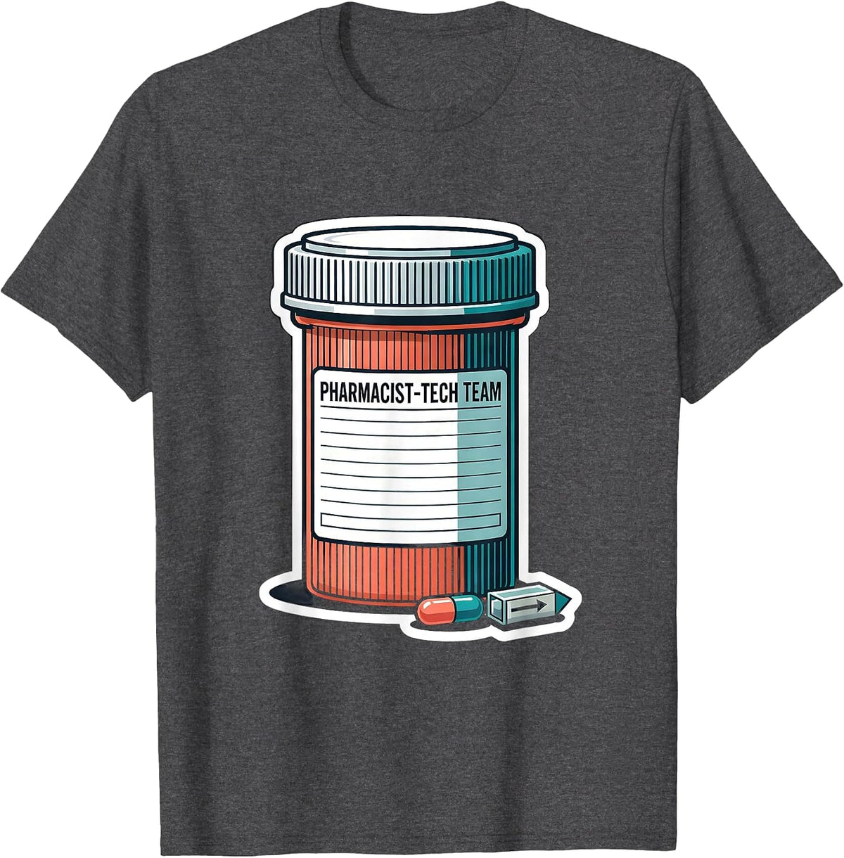 Pharmacist-Tech Team Funny Pharmacy Technician Pharmacist T-Shirt - Dark Heather Grey