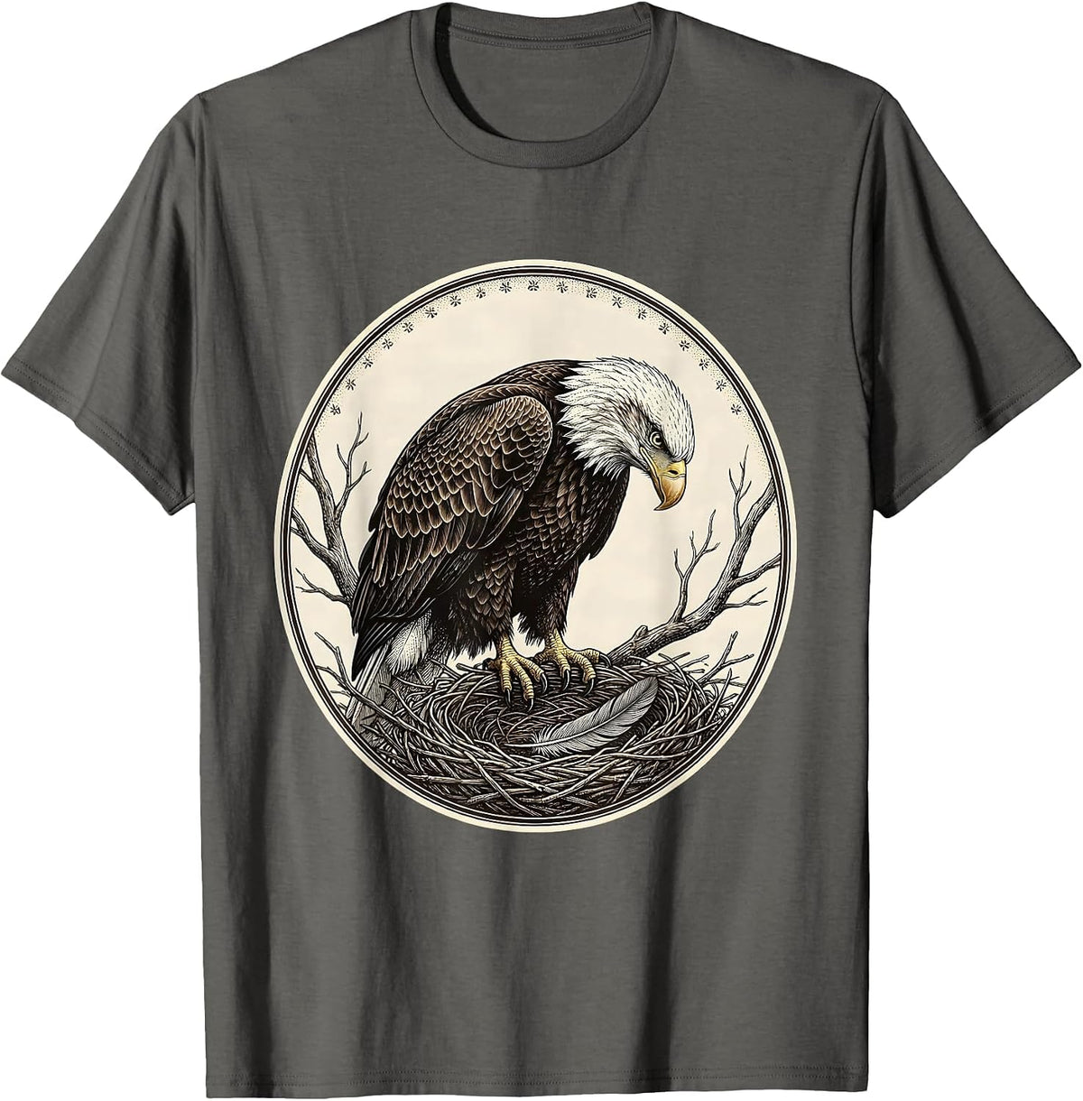 Bald Eagle Portrait Vintage Nature Lover Patriotic Pride T-Shirt - Asphalt Grey