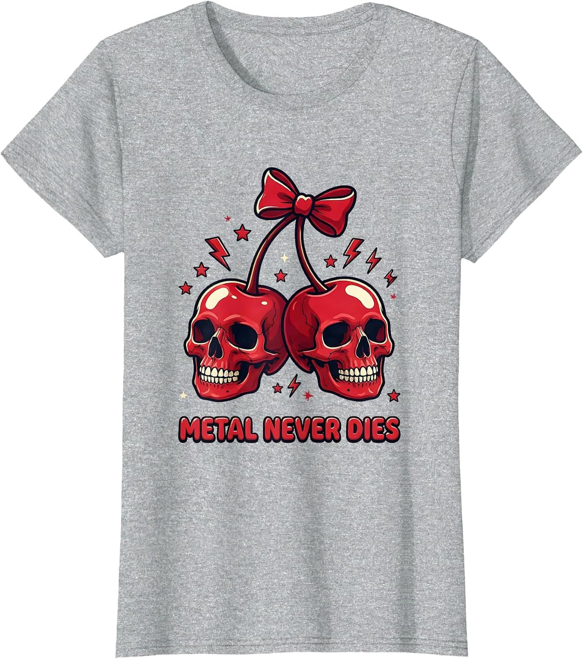 Metal Never Dies Heavy Metal Music Design T-Shirt - Heather Grey