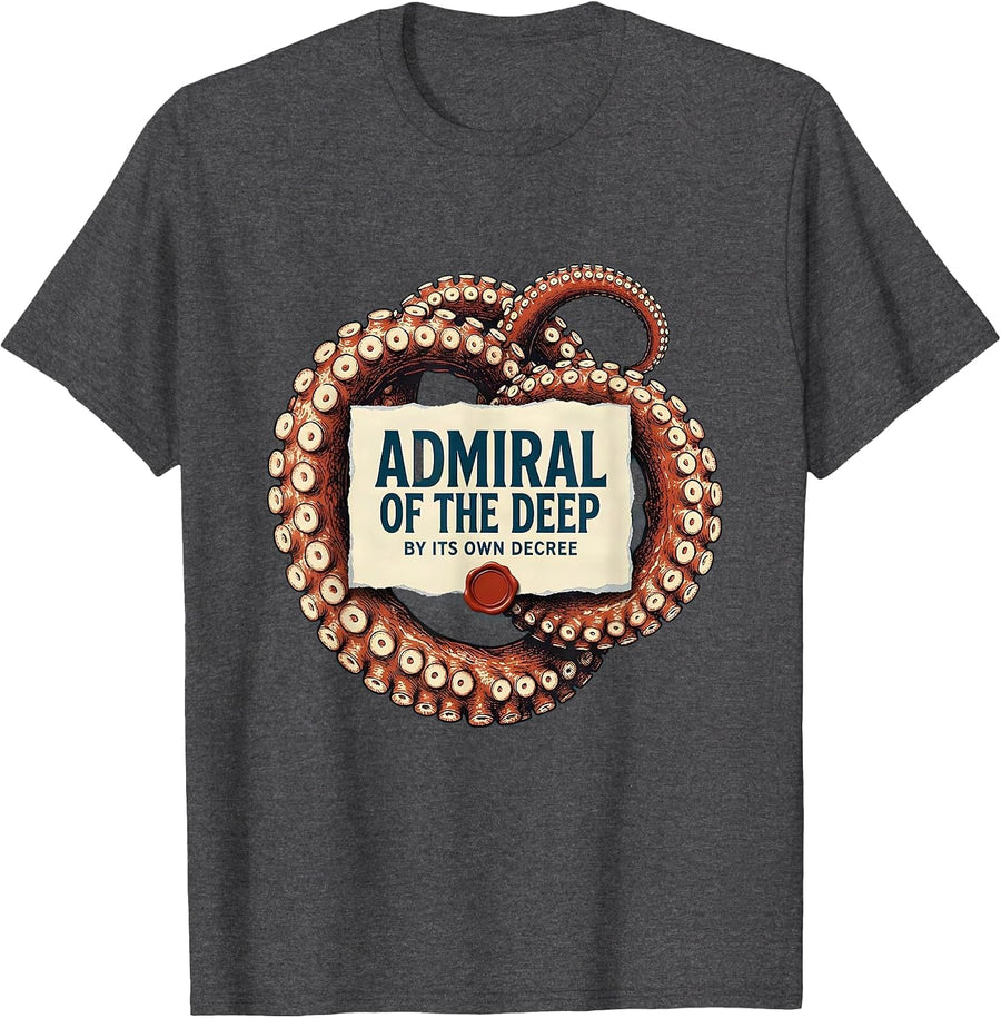 Men's Admiral Of The Deep By Its Own Decree Octopus Fan Art T-Shirt - Dark Heather Grey