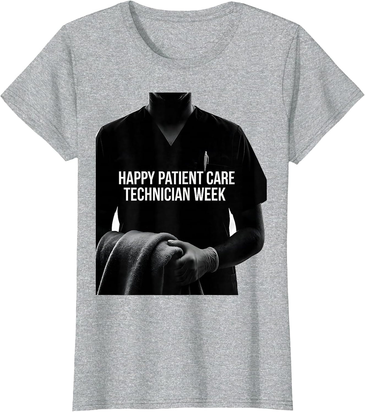Women's Happy Patient Care Technician Week Appreciation Gift PCT T-Shirt - Heather Grey