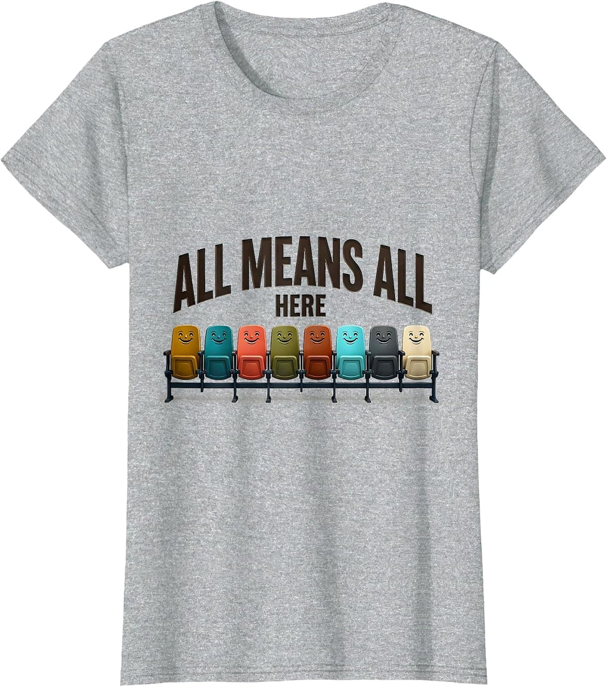 All Means All Here Special Education Teacher Autism T-Shirt - Heather Grey