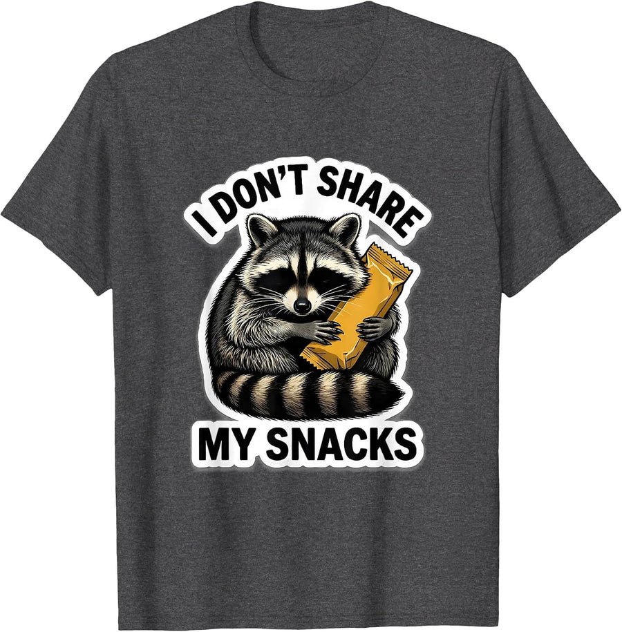 Men's I Don't Share My Snacks Funny Raccoon Trash Panda Meme Humor T-Shirt - Dark Heather Grey
