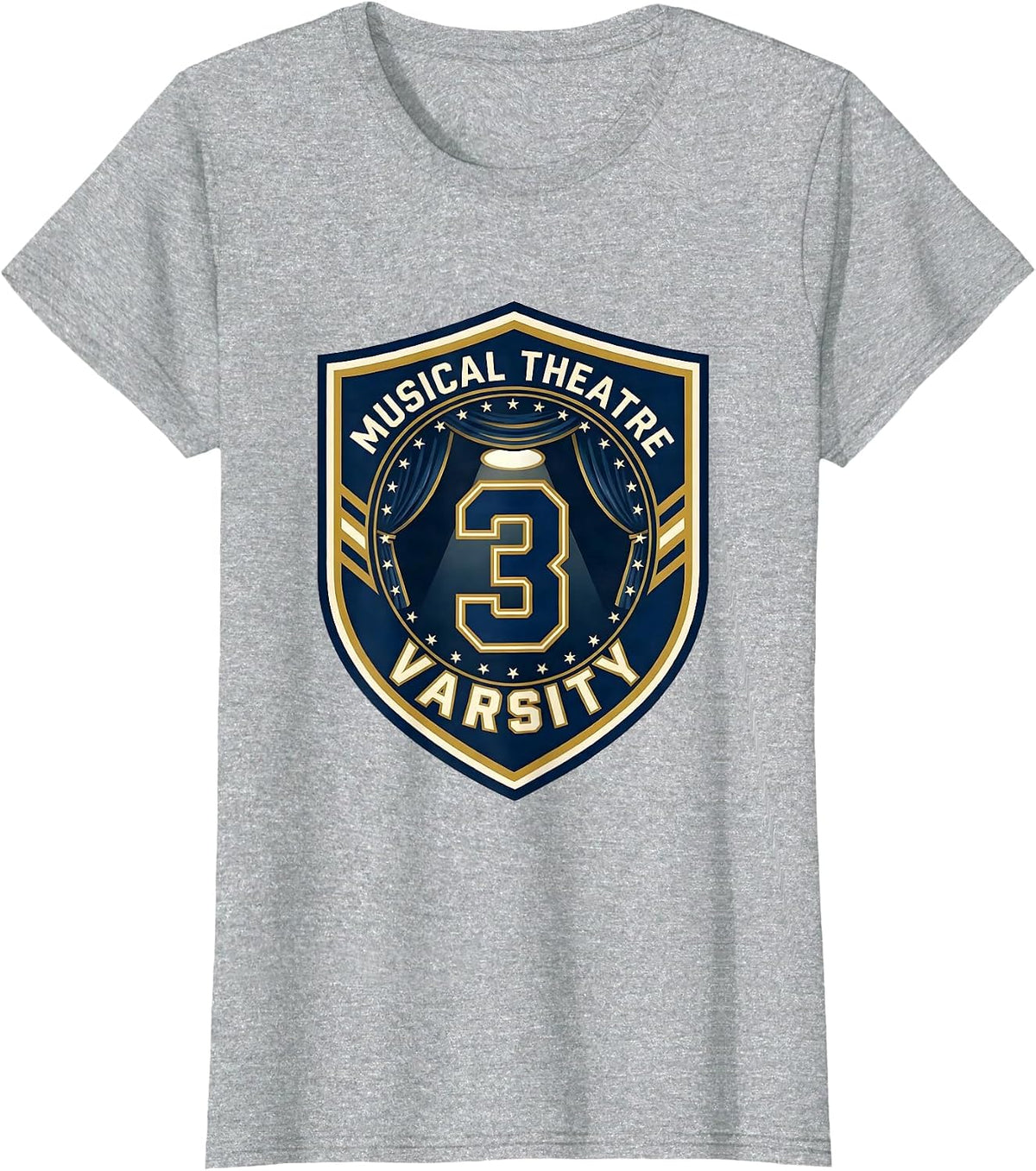 Women's Shield Varsity Badge Theater Kid Humor T-Shirt - Heather Grey