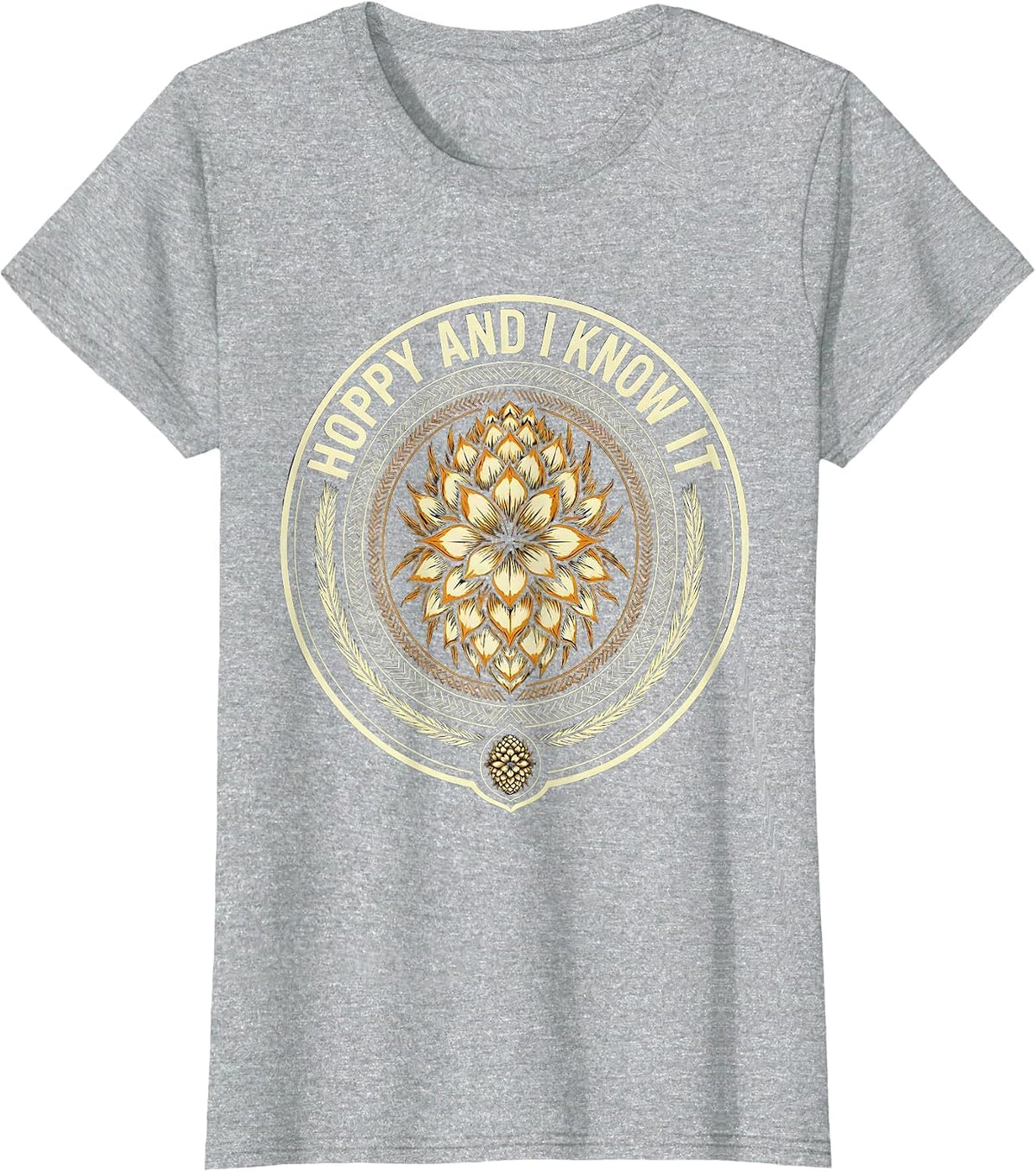 Hoppy and I Know It Beer Lover Design T-Shirt - Heather Grey
