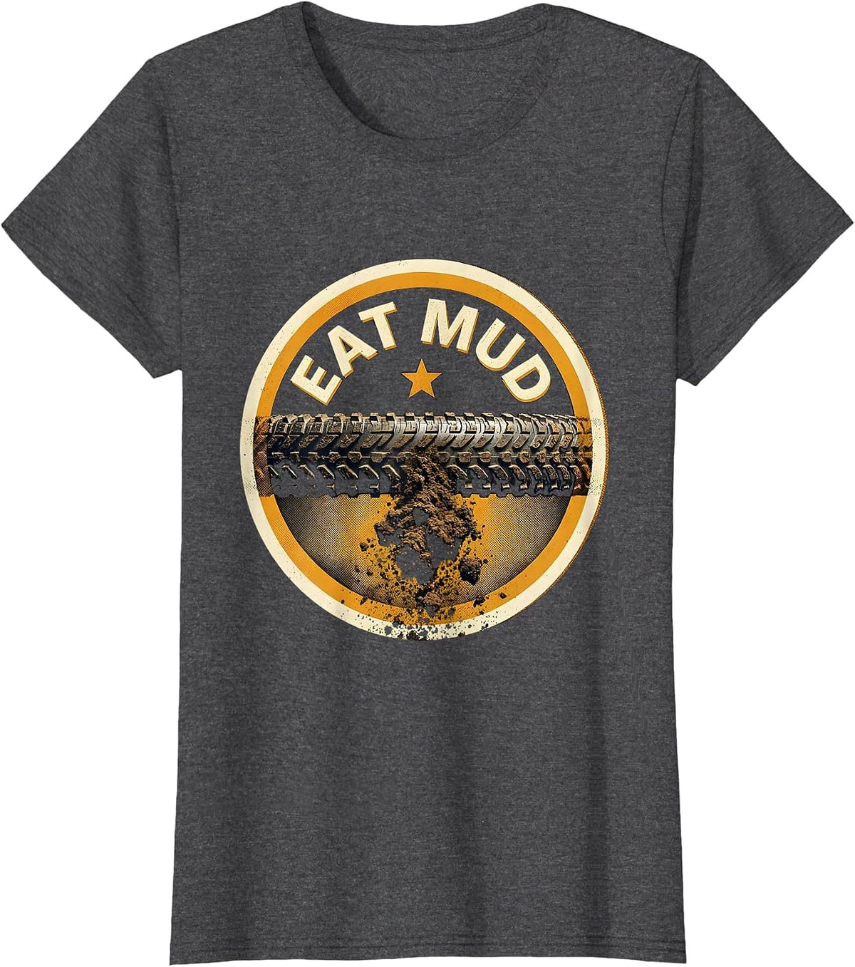 Women's Dirt Bike Tread Star Motocross Humor T-Shirt - Dark Heather Grey