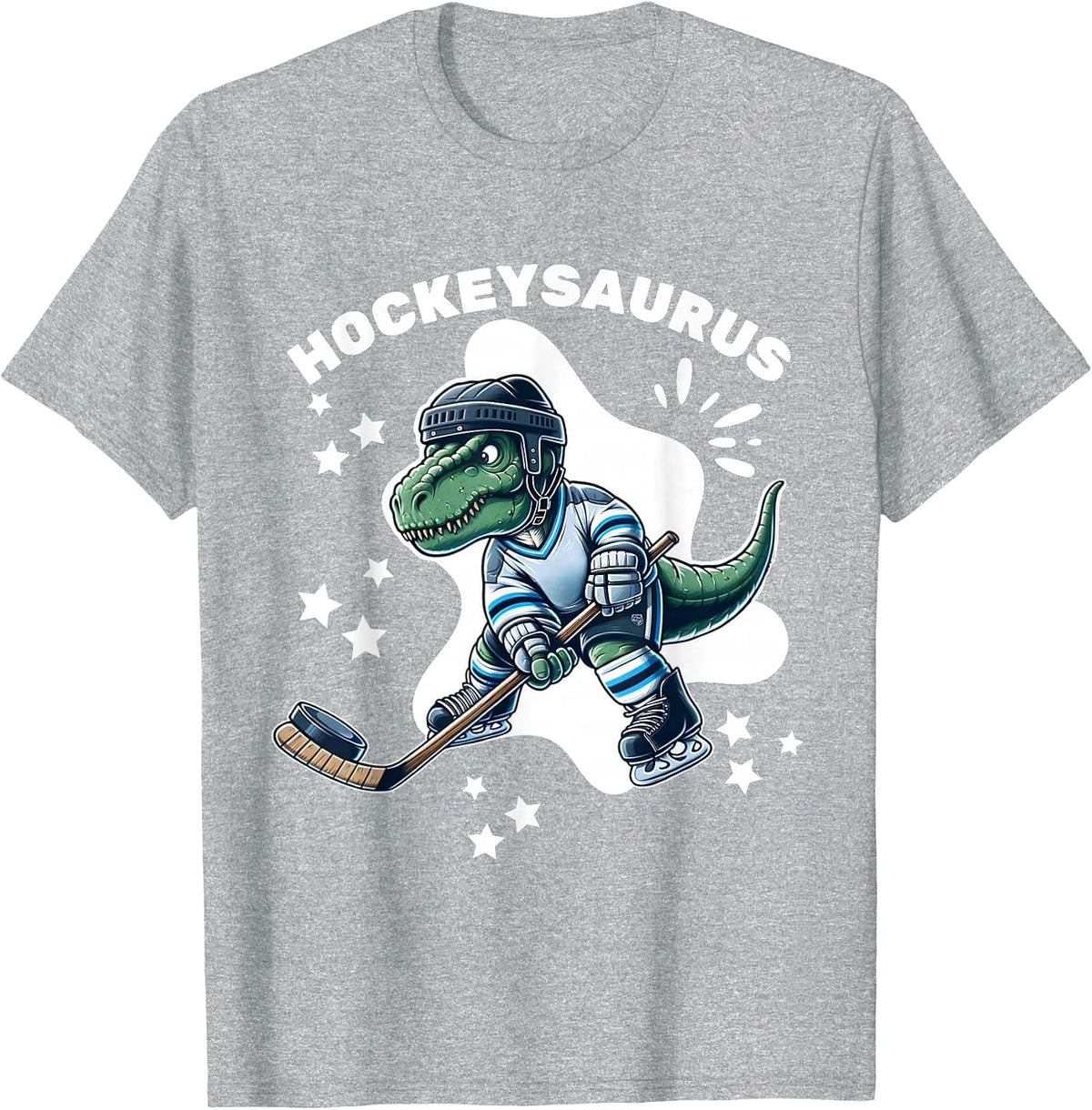 Hockeysaurus FunnyDinosaur Hockey Kids Hockey Boy T-Shirt - Heather Grey