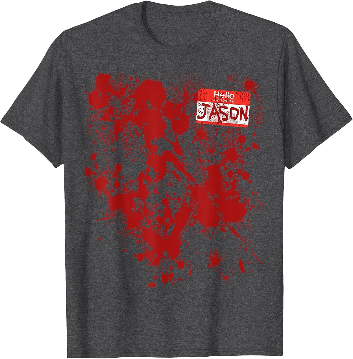 Hello My Name is Jason Bloody Funny Halloween Costume T-Shirt - Dark Heather Grey