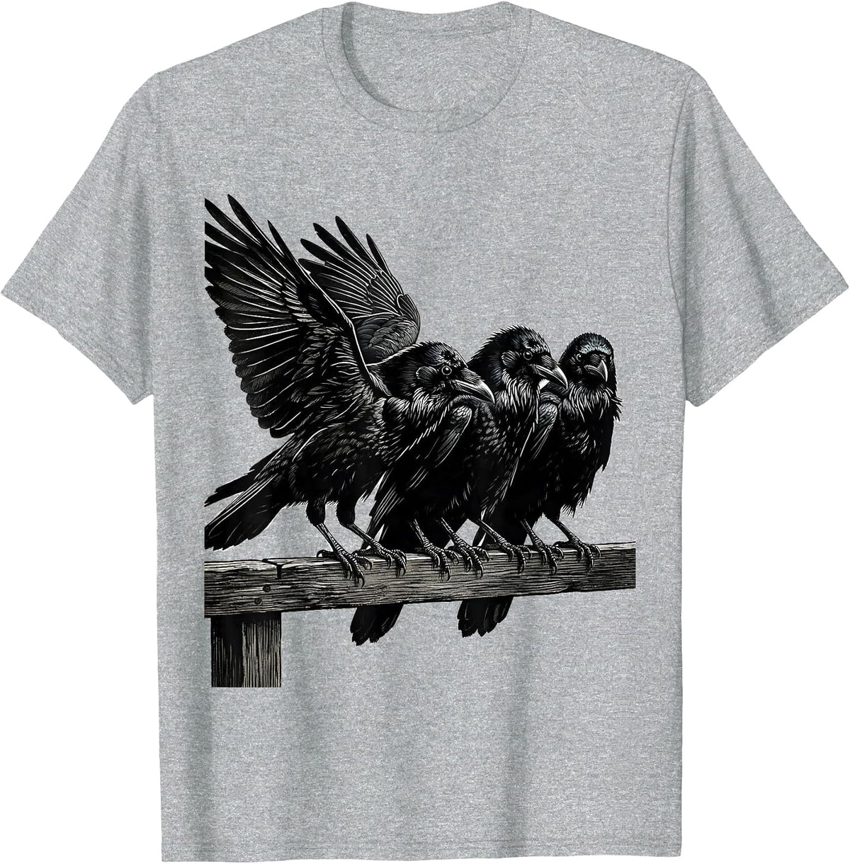 Men's Attempted Murder Crows Dark Humor Bird Lover Pun T-Shirt - Heather Grey