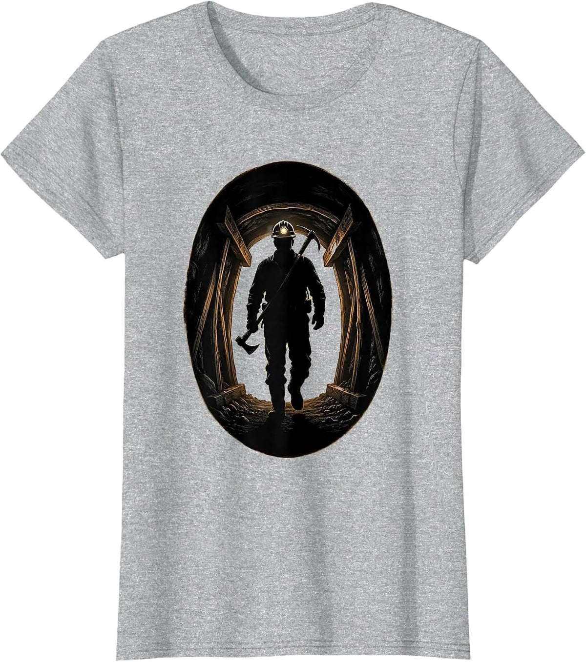 Labor Day Coal Miner Tunnel Emergence Graphic T-Shirt - Heather Grey
