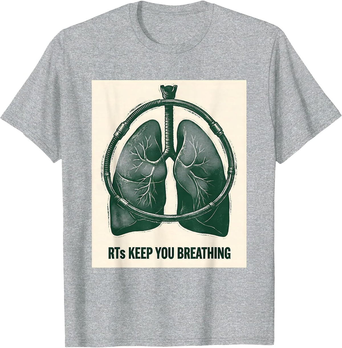 Men's RTs Keep You Breathing Rubber Stamp Respiratory Therapist T-Shirt - Heather Grey