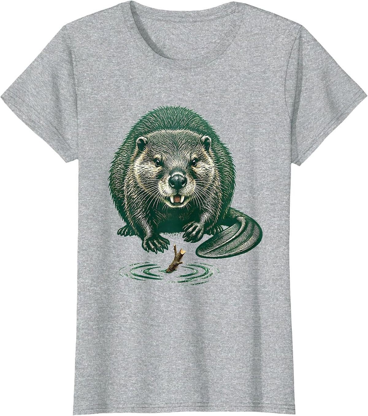 Women's Oversized Beaver Rubber Stamp Adult Humor Gift T-Shirt - Heather Grey