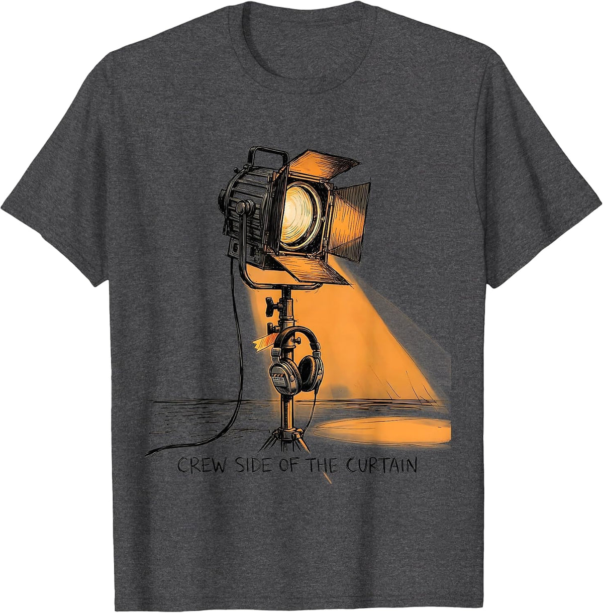 Crew Side Of The Curtain Musical Theatre Nerd Humor T-Shirt - Dark Heather Grey