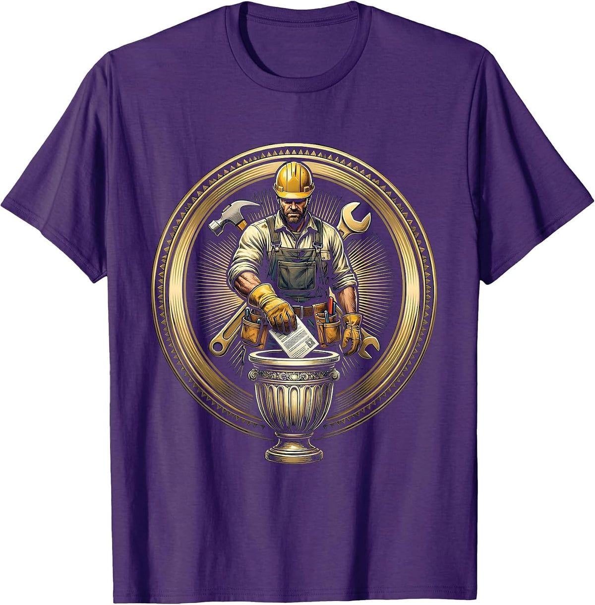 Voting Worker Civic Pride Labor Day Graphic T-Shirt - Purple