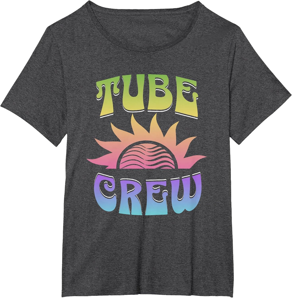 Summer Groovy River Tubing Tube Crew Matching Float Trip T-Shirt - Dark Heather Grey