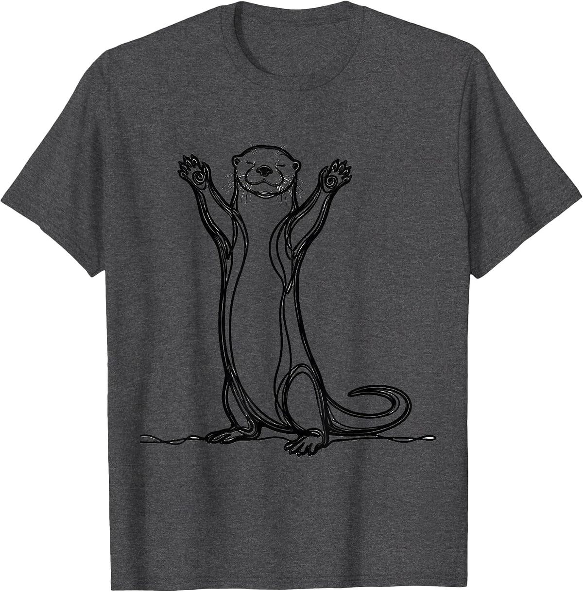 Men's Otter Line Art Funny Otter Lover Gift T-Shirt - Dark Heather Grey