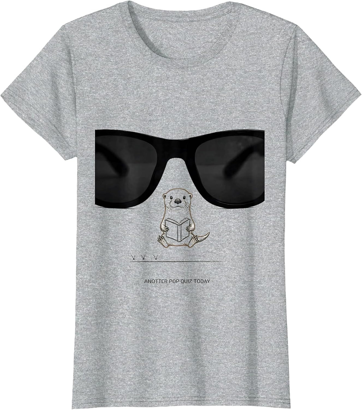 Anotter Pop Quiz Today Funny Otter Lover Humor T-Shirt - Heather Grey