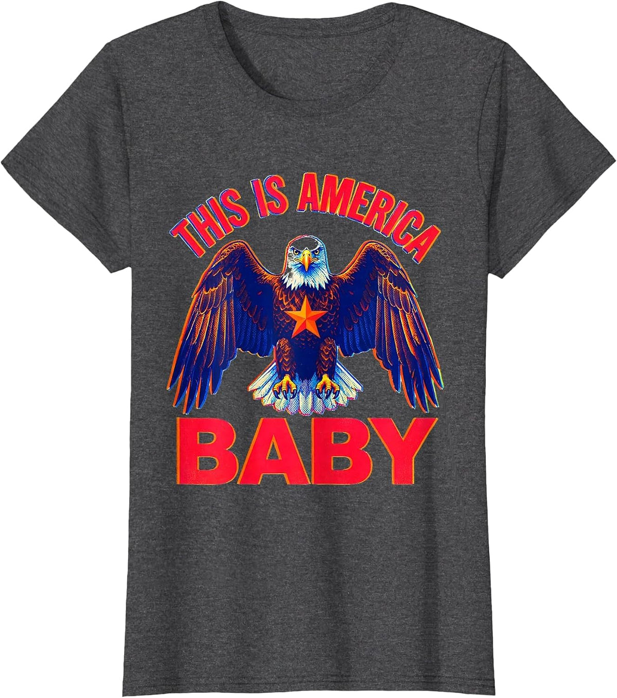 This Is America Baby Patriotic Graphic Design T-Shirt, Women, Dark Heather Grey, XX-Large - As Pictured
