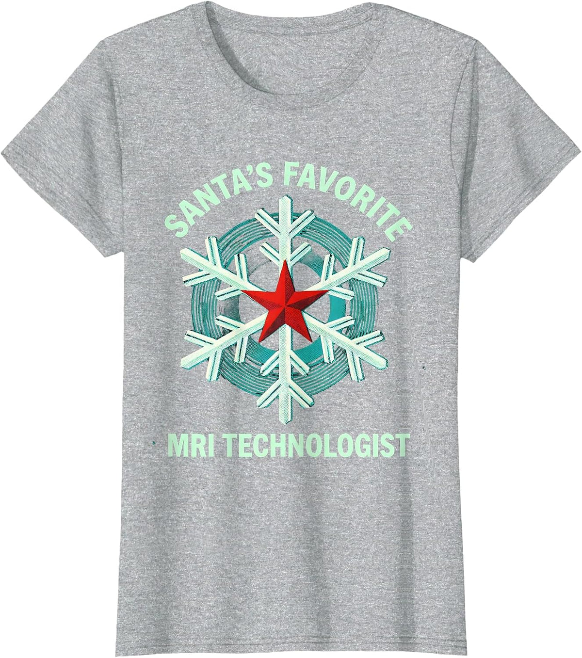 Santa's Favorite MRI Technologist Funny Radiology Tech T-Shirt - Heather Grey