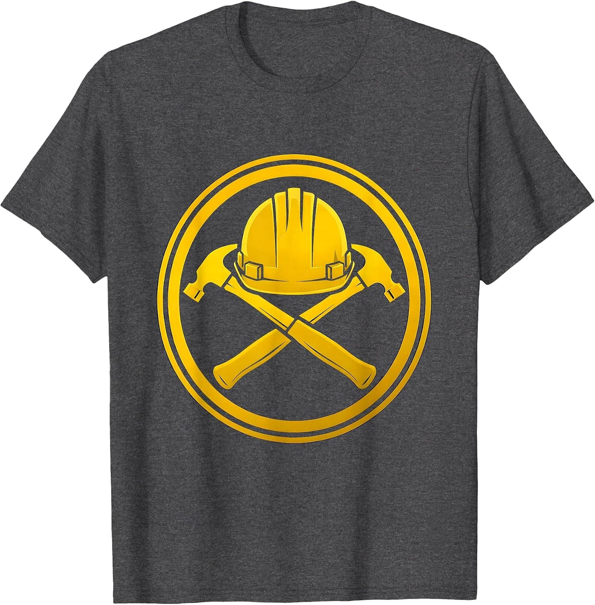 Labor Day Hardhat Crossed Hammers Graphic T-Shirt - Dark Heather Grey