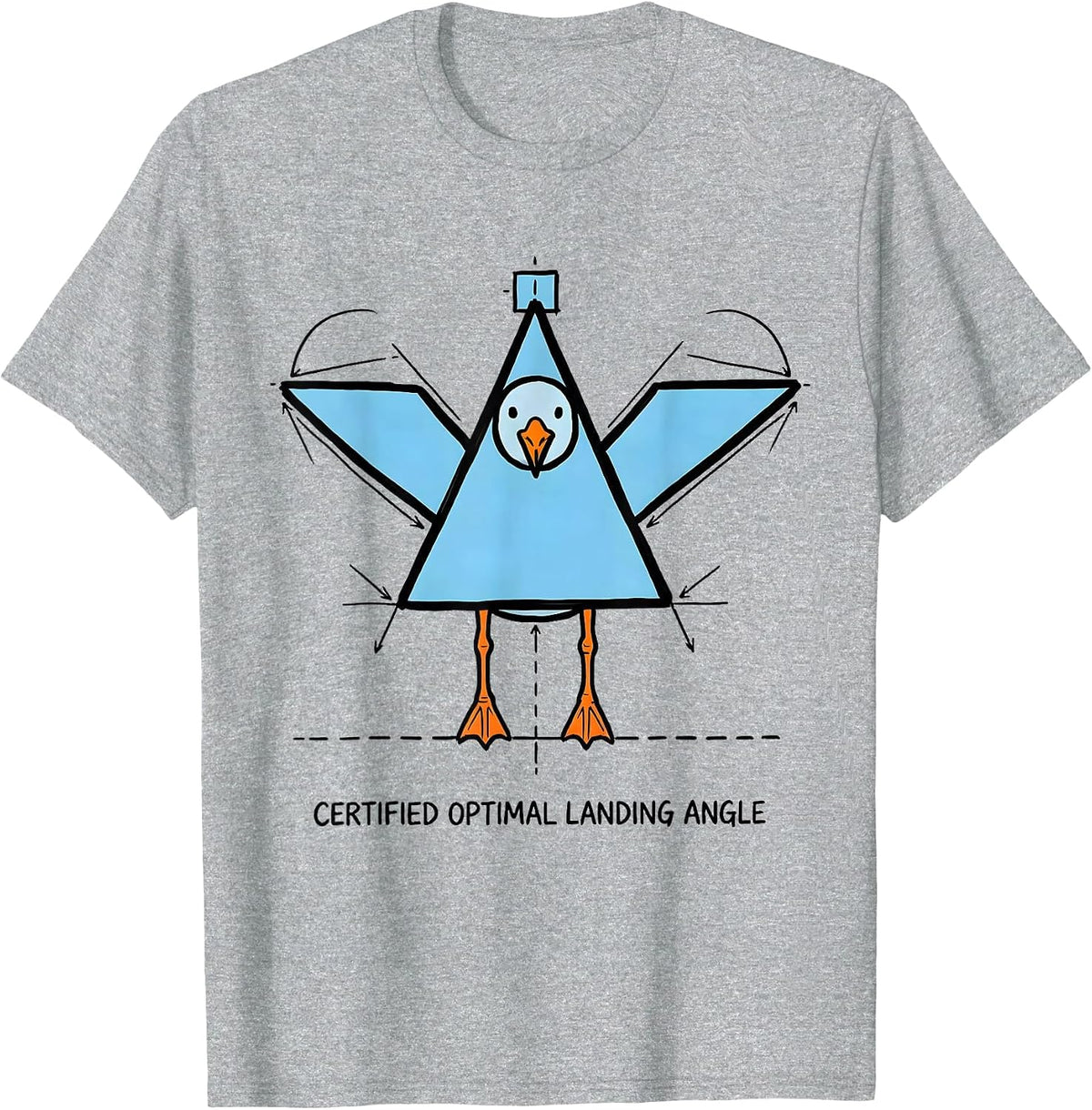 Men's Certified Optimal Landing Angle Funny Math Teacher Geometry T-Shirt - Heather Grey