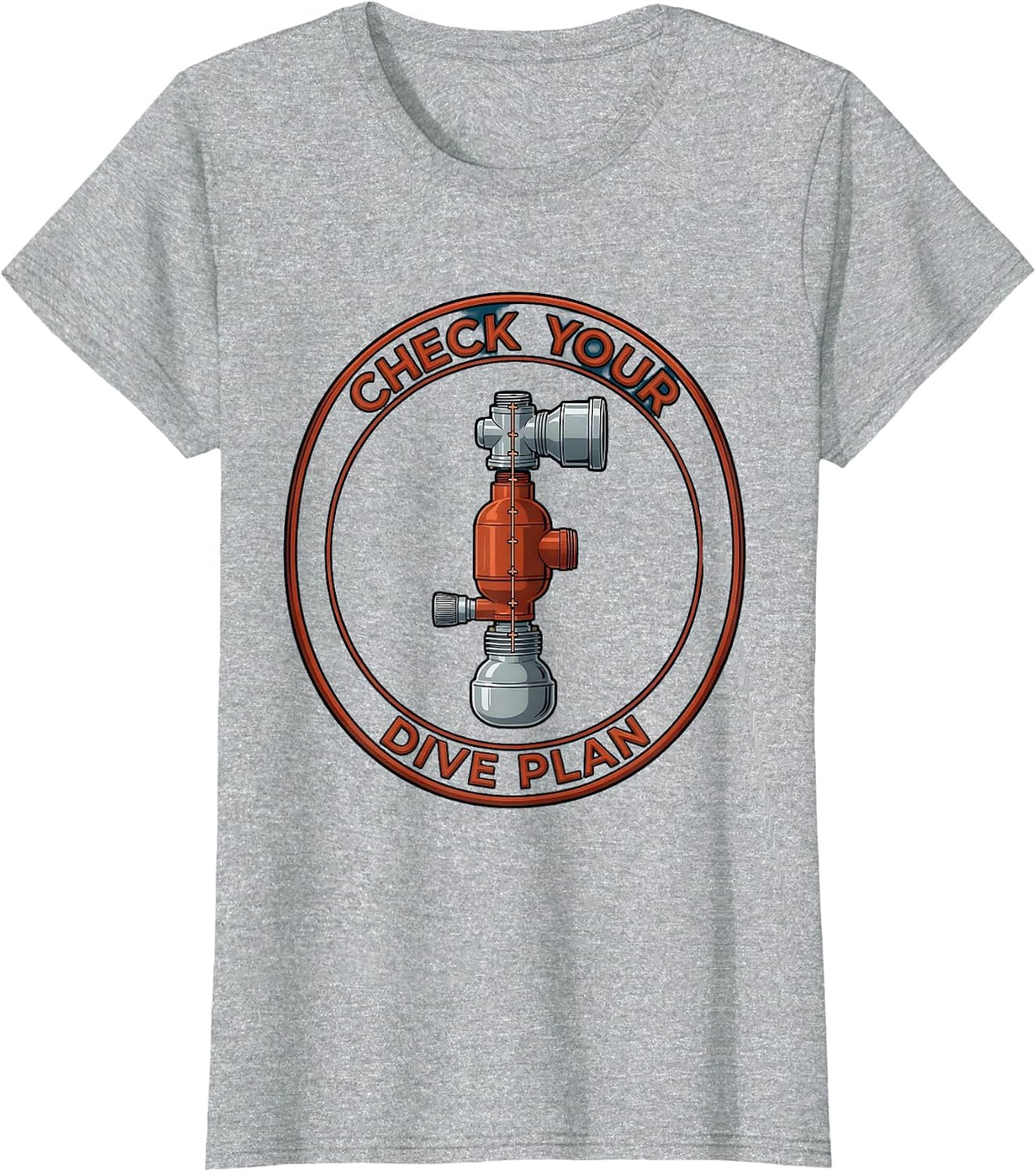 Check Your Dive Plan Retro Scuba Diving Hobby T-Shirt - Heather Grey
