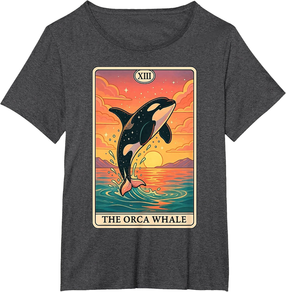 The Orca Whale Tarot Card T-Shirt - Dark Heather Grey