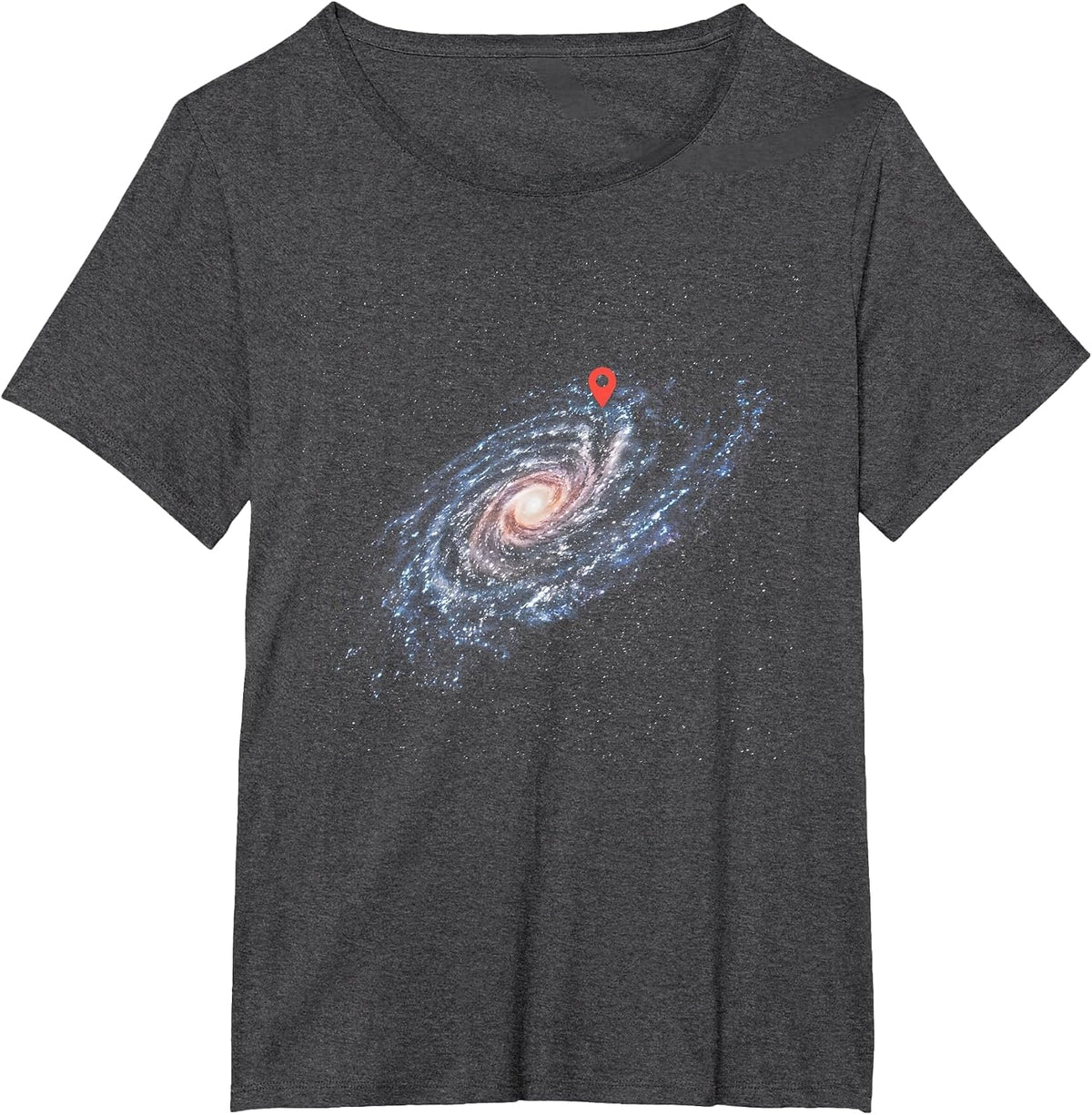 You are Here Galaxy Map Universe Pin Milky Way Location T-Shirt - Dark Heather Grey