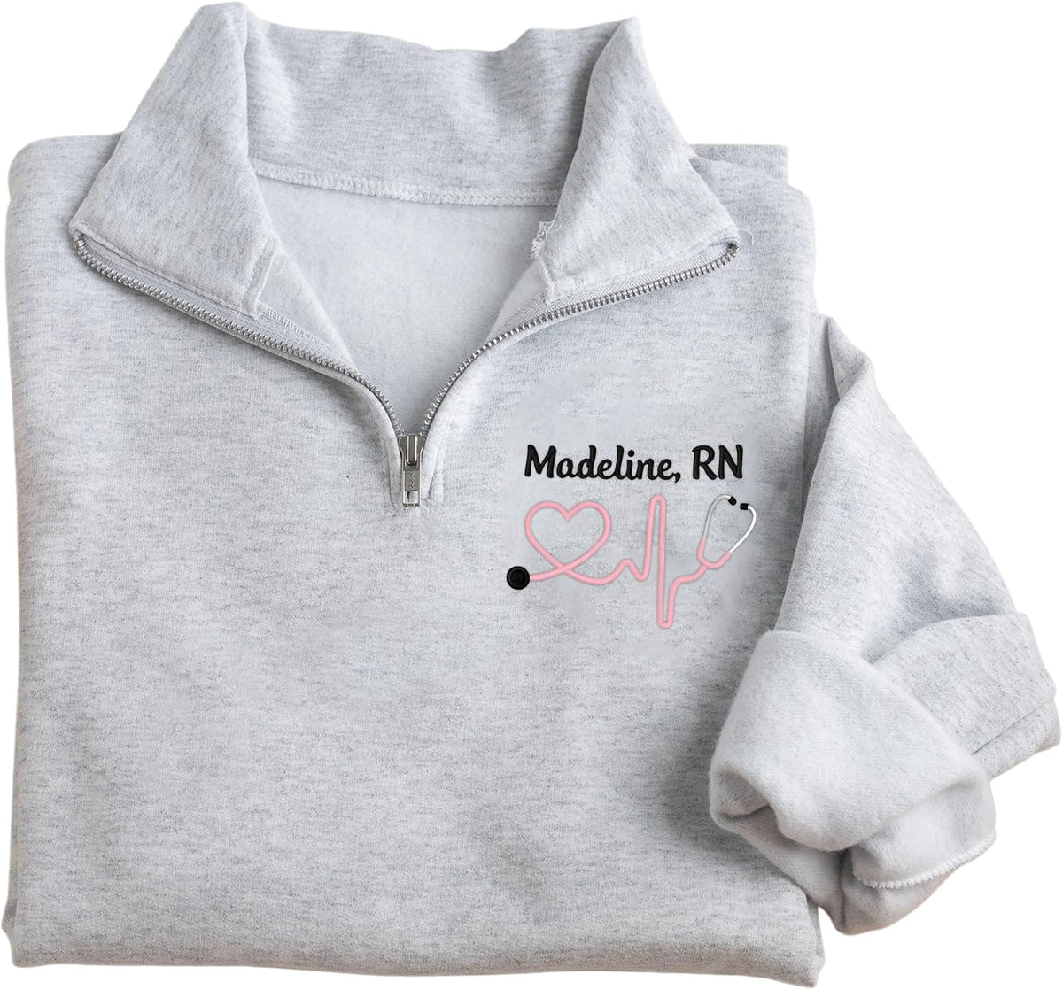 GODMERCH Personalized Nurse Quarter Zip Sweatshirt, Custom Embroidered Nurse Sweatshirt, RN Sweatshirts Gift for Nurses -