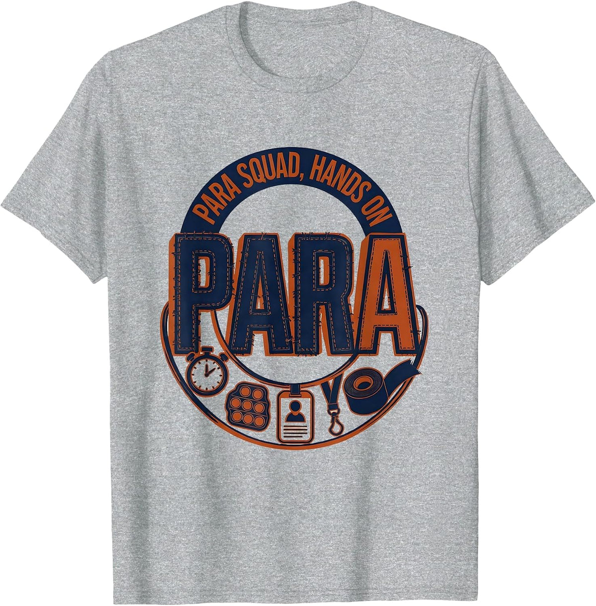 Men's Para Squad Hands On Bold Screenprint Back To School T-Shirt - Heather Grey
