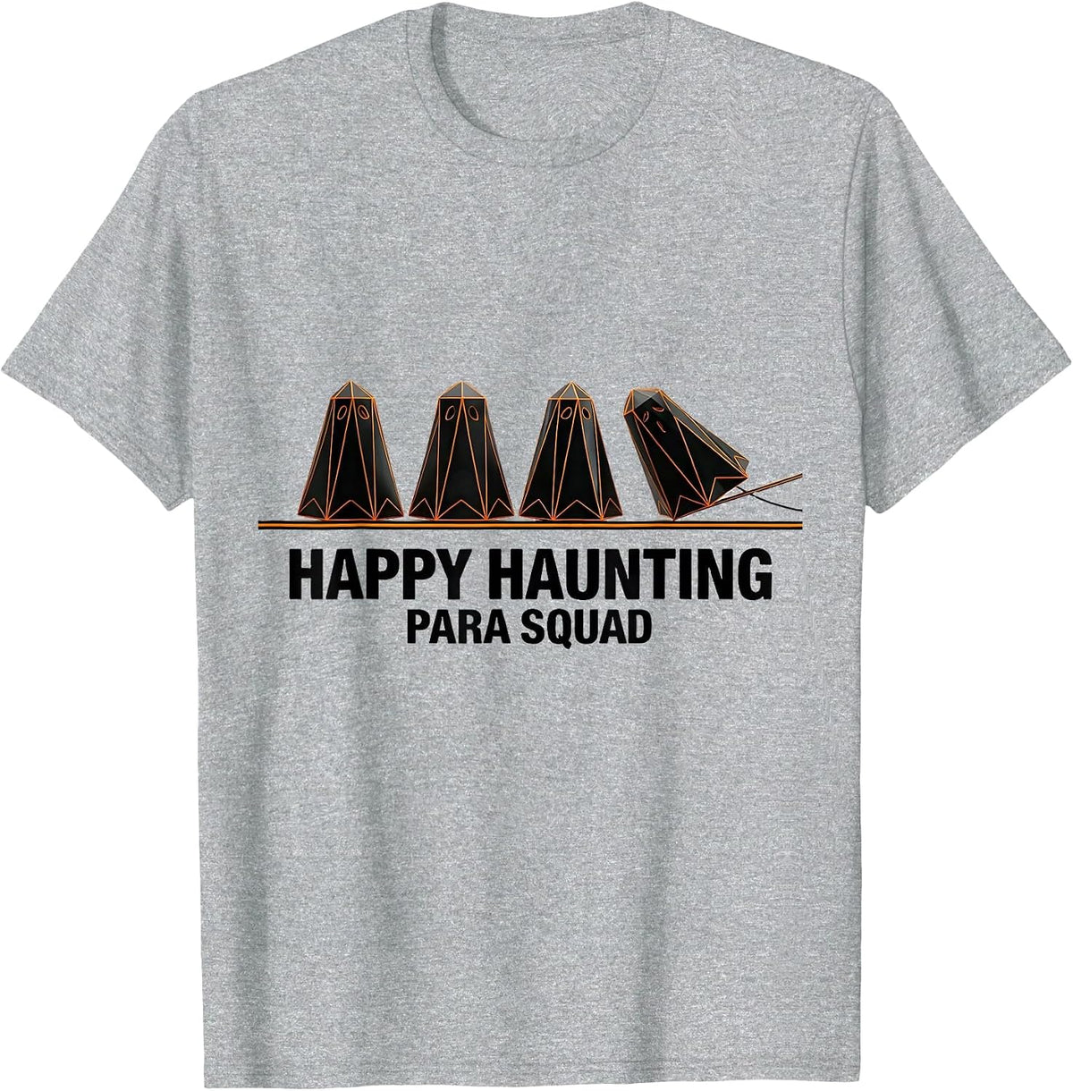 Men's Happy Haunting Para Squad Geometric Ghost SpED T-Shirt - Heather Grey