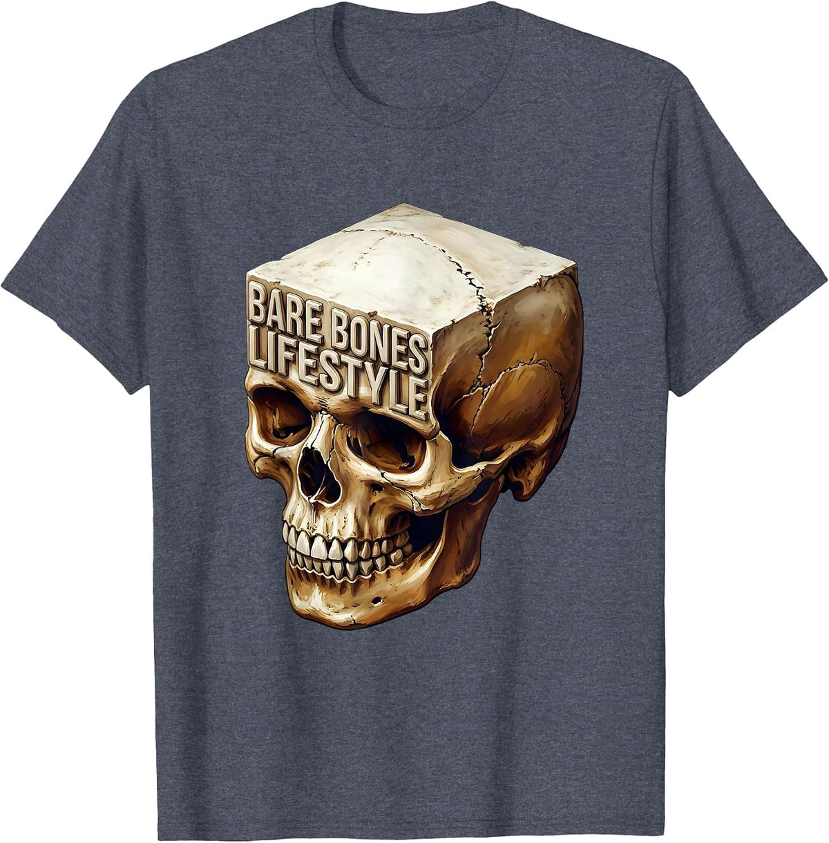 Bare Bones Lifestyle Graphic Design T-Shirt - Heather Blue