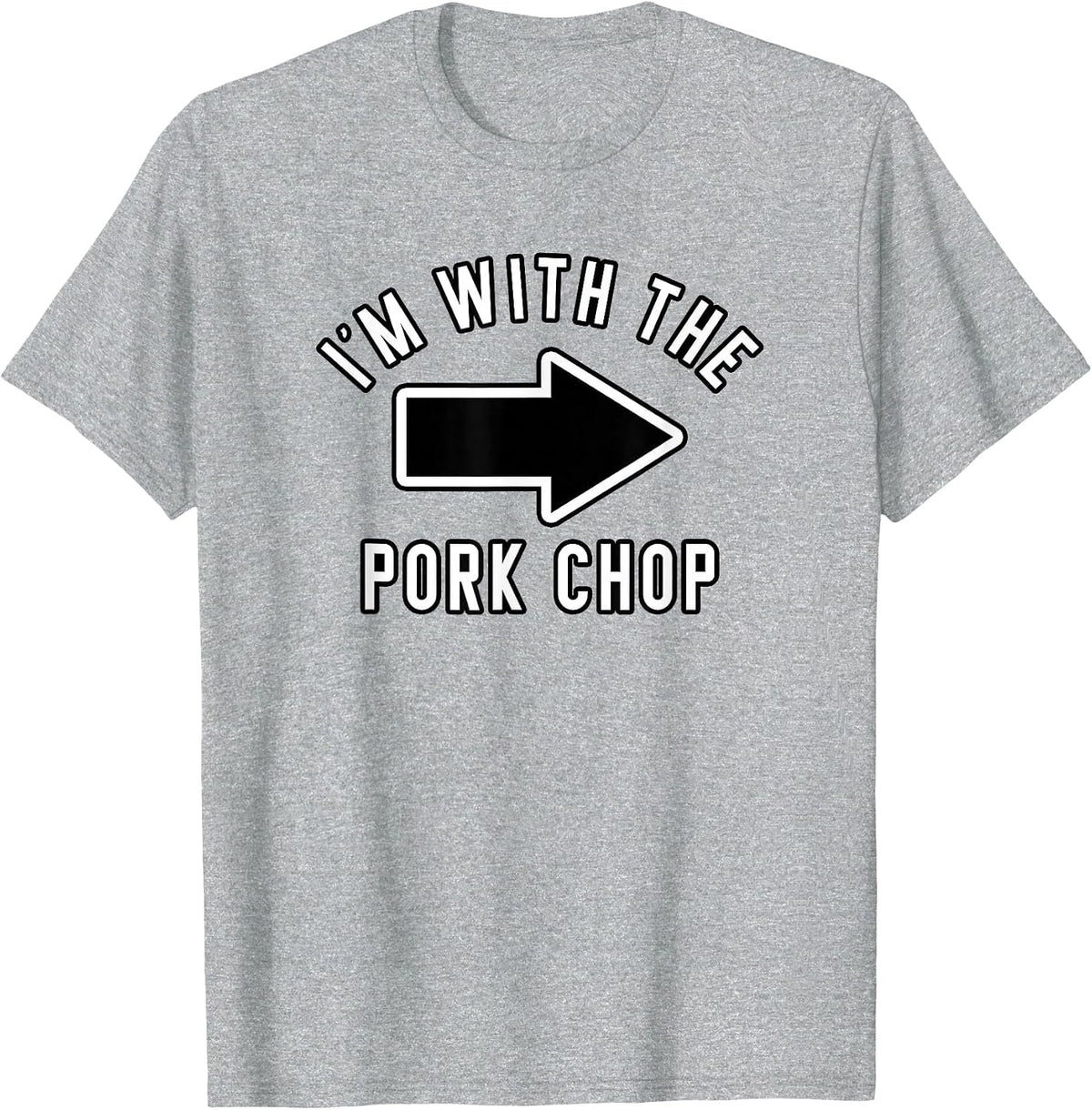 Couples Halloween Costume Shirts I'm with The Pork Chop T-Shirt - Heather Grey