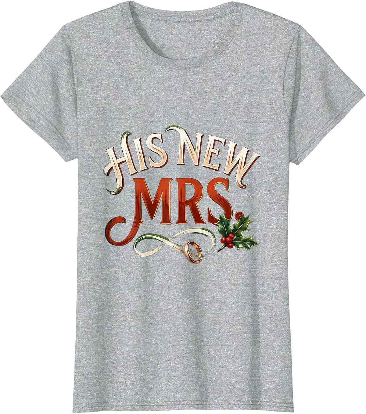 His New Mrs Sign Painter Showcard Couples Matching Christmas T-Shirt - Heather Grey