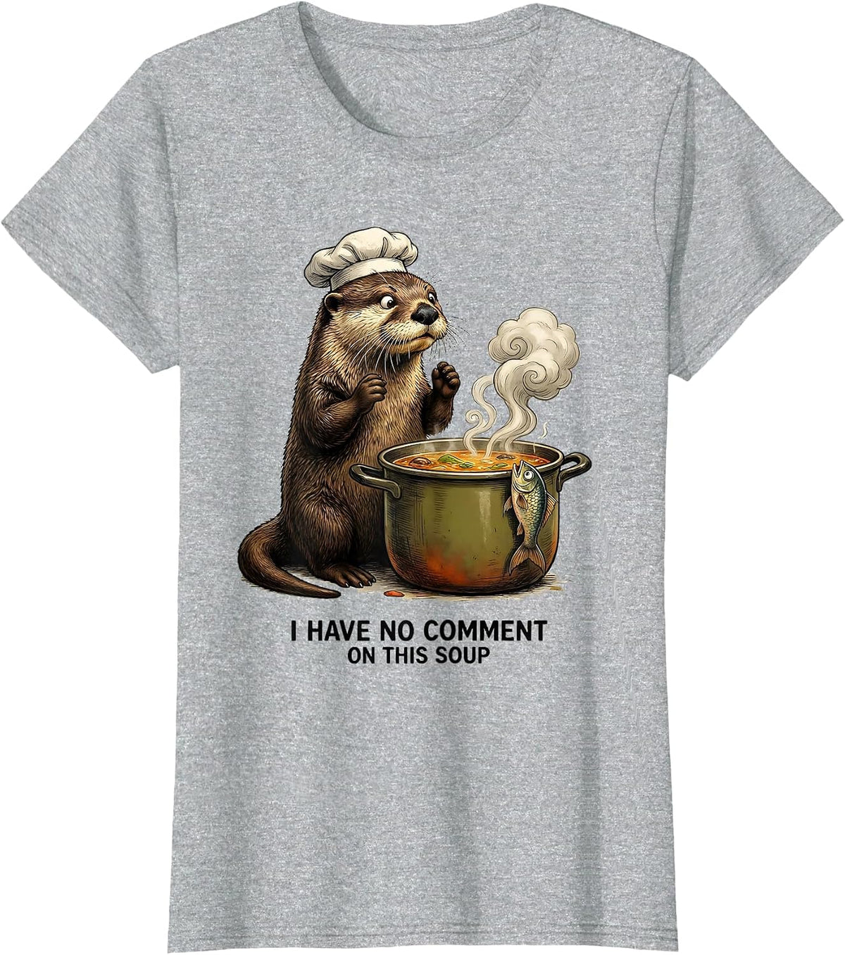 I Have No Comment On This Soup Funny Otter Animal Meme Humor T-Shirt - Heather Grey