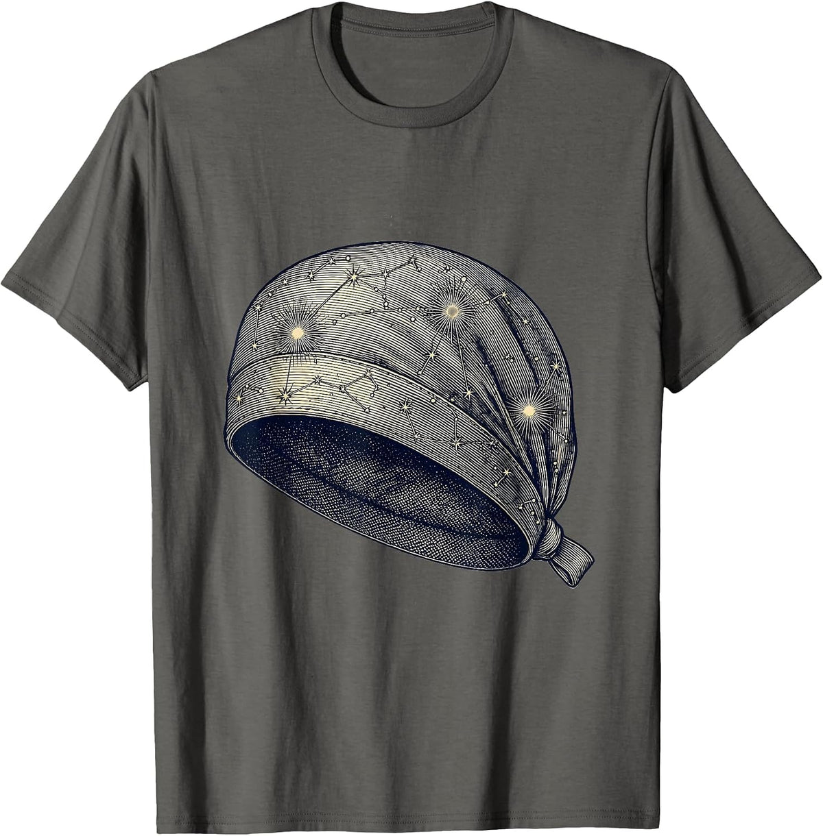 Men's Celestial Scrub Cap Nursing Constellation Art T-Shirt - Asphalt Grey