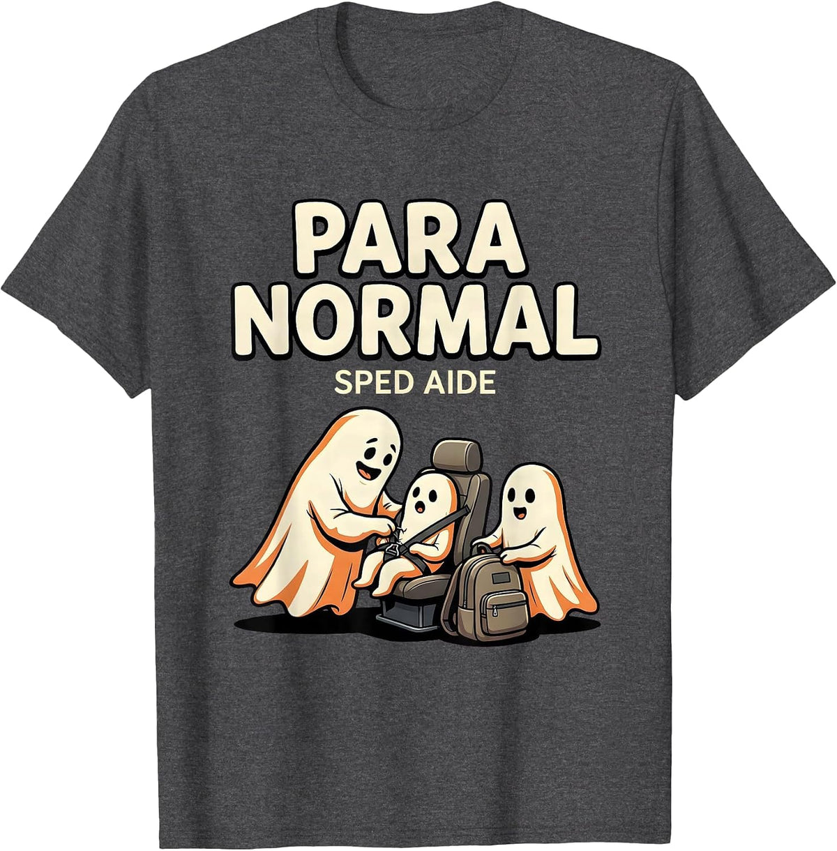 Para Normal SPED Aide Funny Ghost Paraprofessional Halloween T-Shirt - Dark Heather Grey