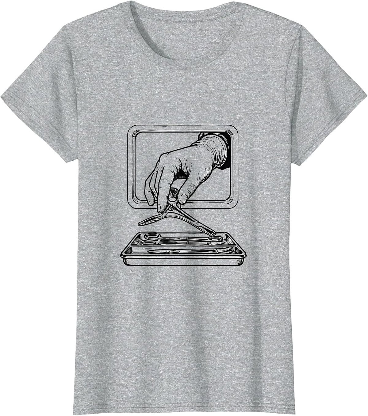 Surgical Clamp Line Art Scrub Tech Pride Gift T-Shirt - Heather Grey