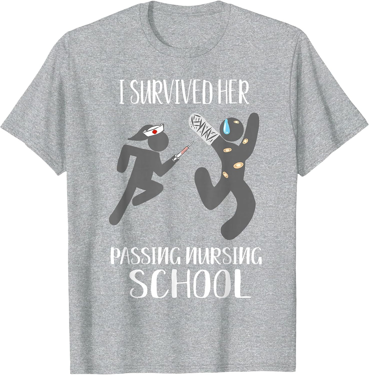 I Survived Her Passing Nursing School for Him Boyfriend Men T-Shirt - Heather Grey