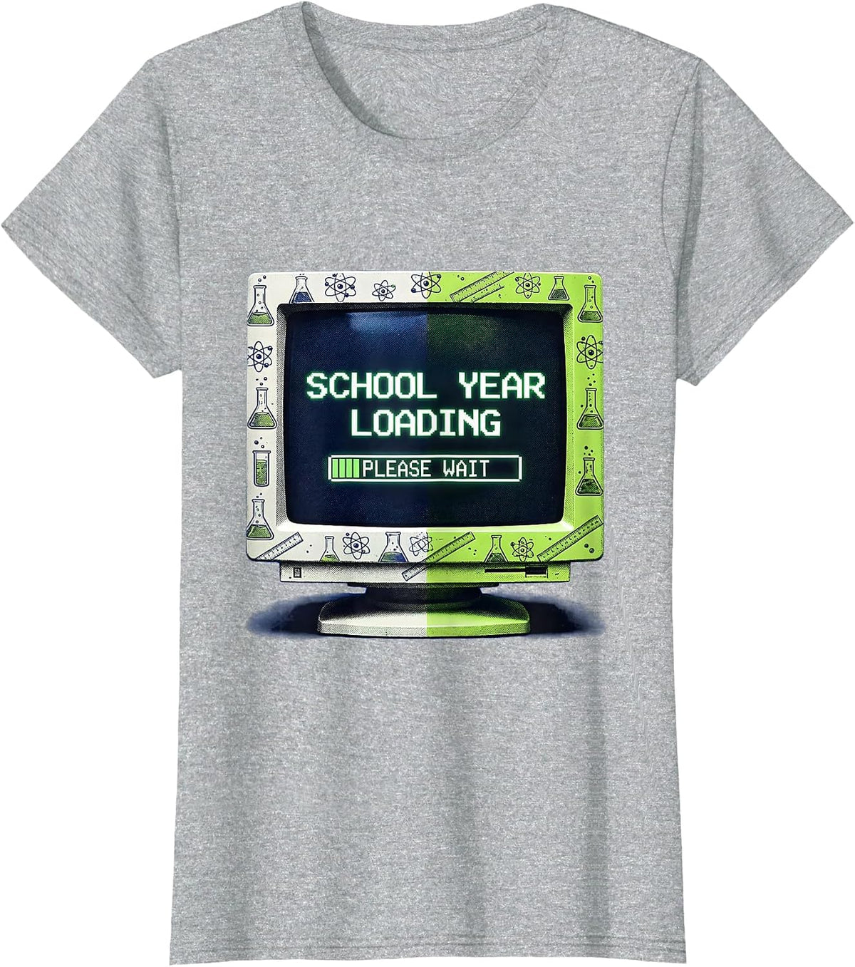 Back to School Science Teacher Loading Design T-Shirt - Heather Grey