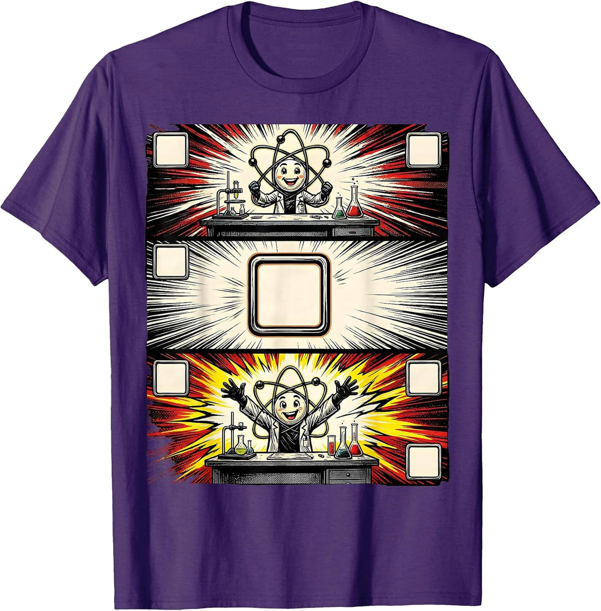 Men's Atom Comic Strip Science Humor Student Gift T-Shirt - Purple