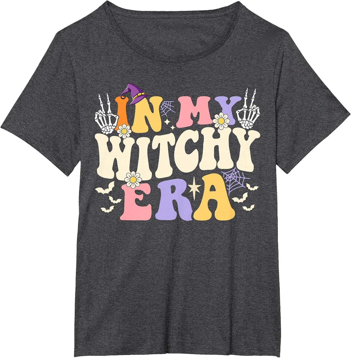 Retro Halloween Witch Costume Groovy in My Witchy Era T-Shirt - Dark Heather Grey