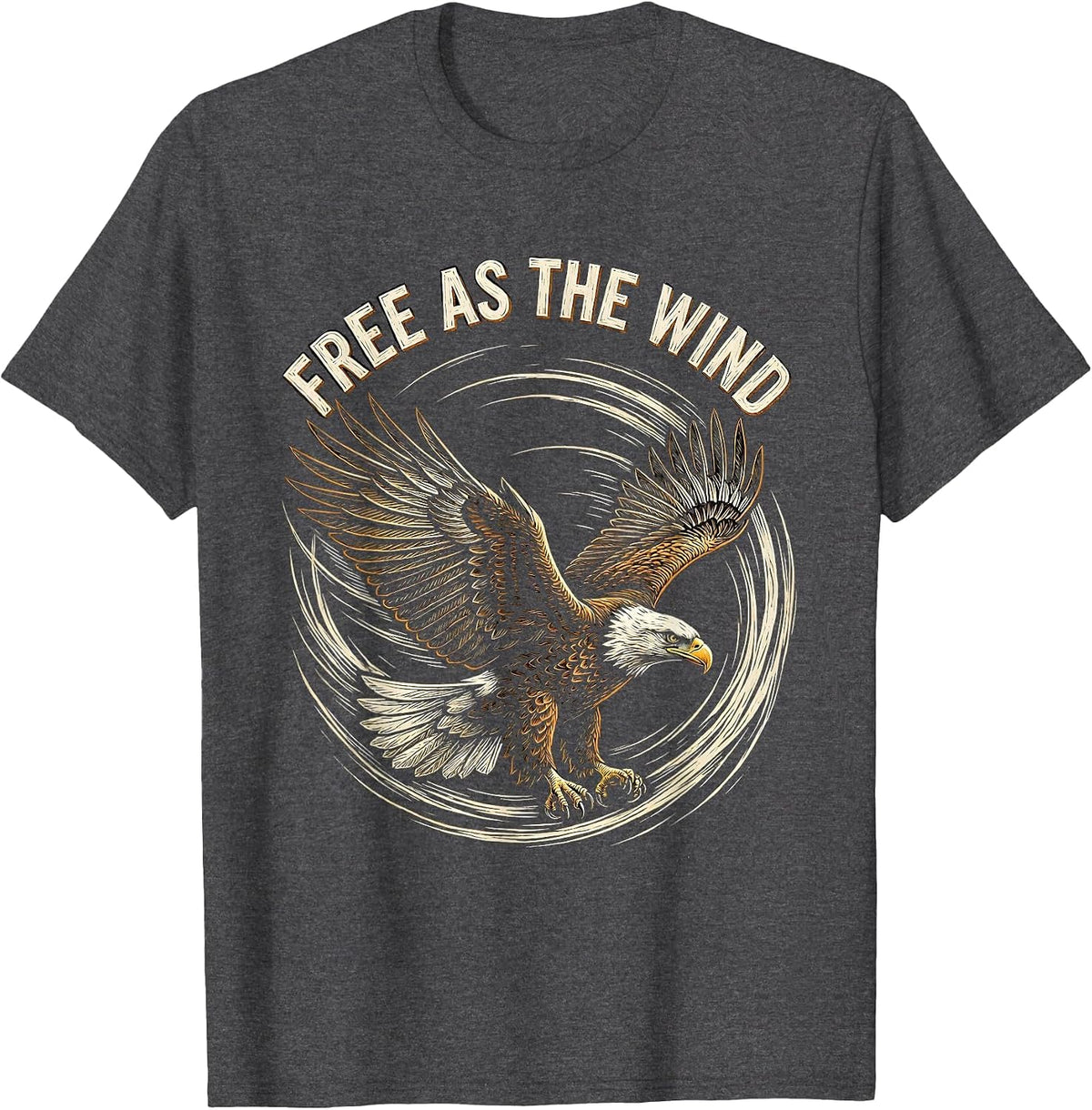 Free as the Wind Live Free Graphic Design T-Shirt - Dark Heather Grey