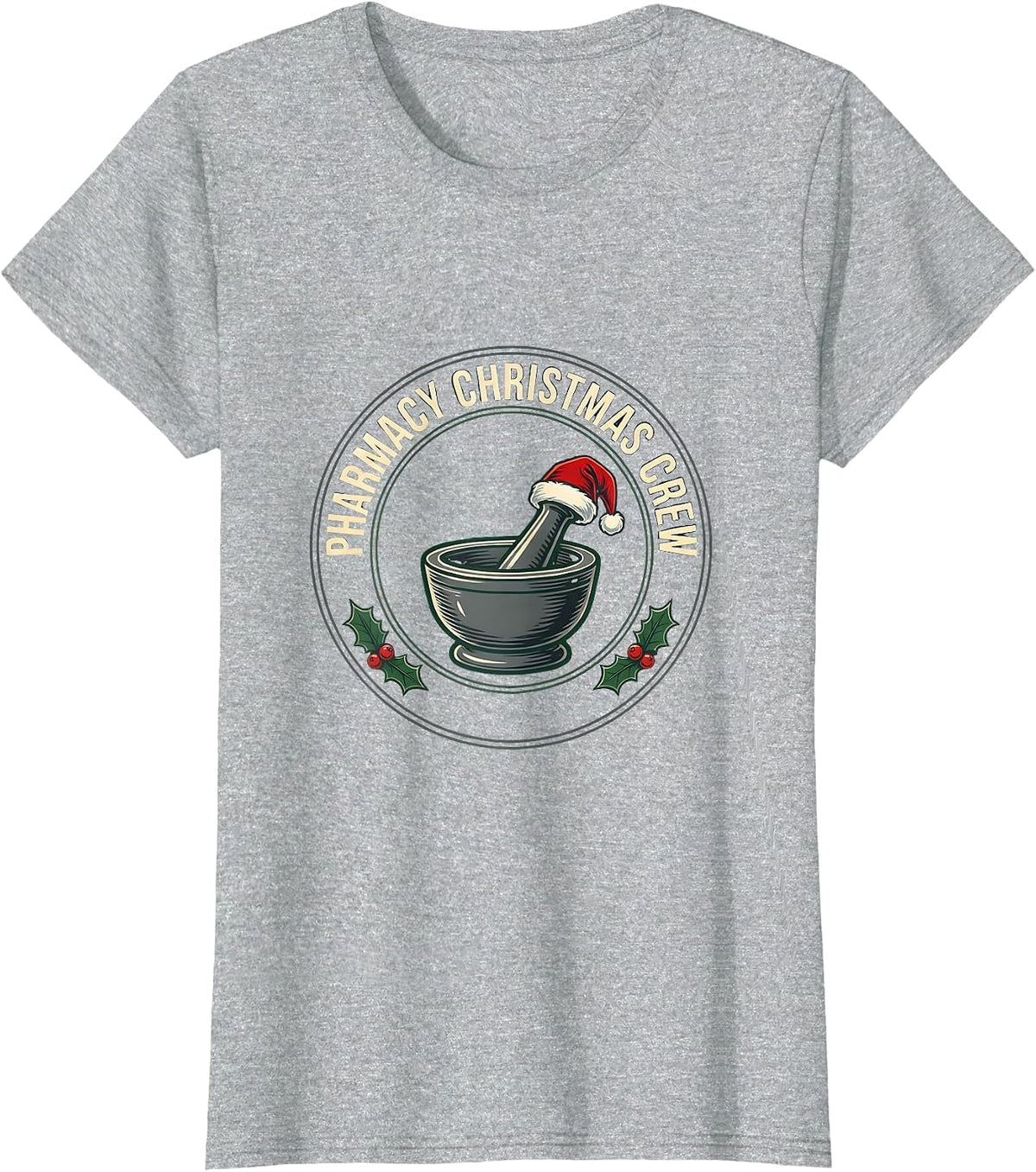 Pharmacy Christmas Crew Funny Pharmacist Tech Holiday Squad T-Shirt - Heather Grey